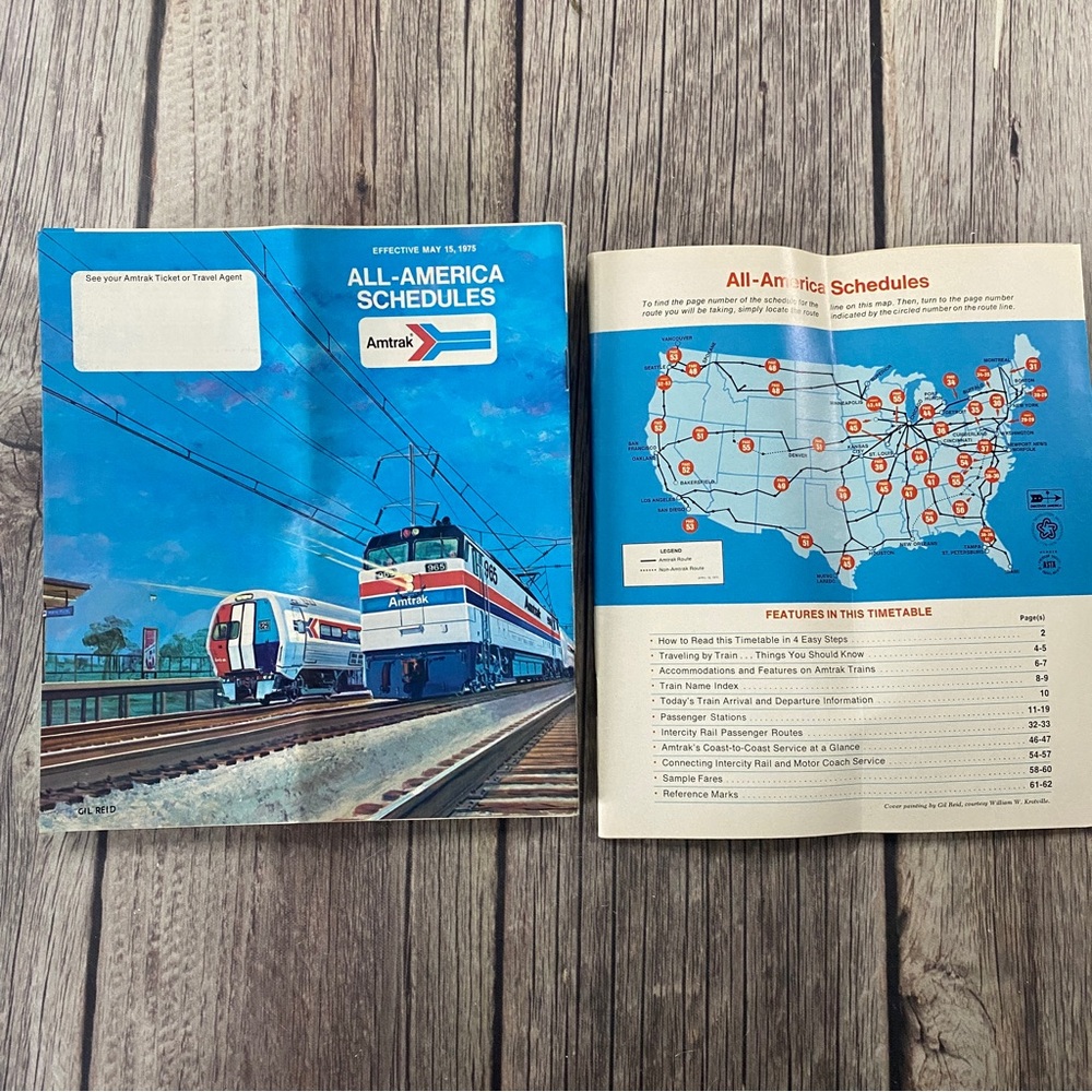 Lot Of 2 Amtrak National Train Timetables All American Booklet Brochure May 1975